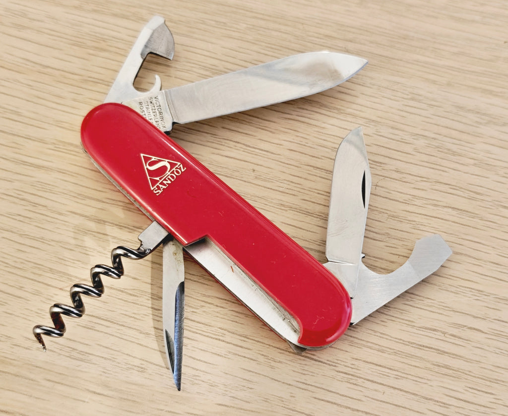 Victorinox Swiss Army Tourist Elinox Sandoz metal inlay 1961-1966